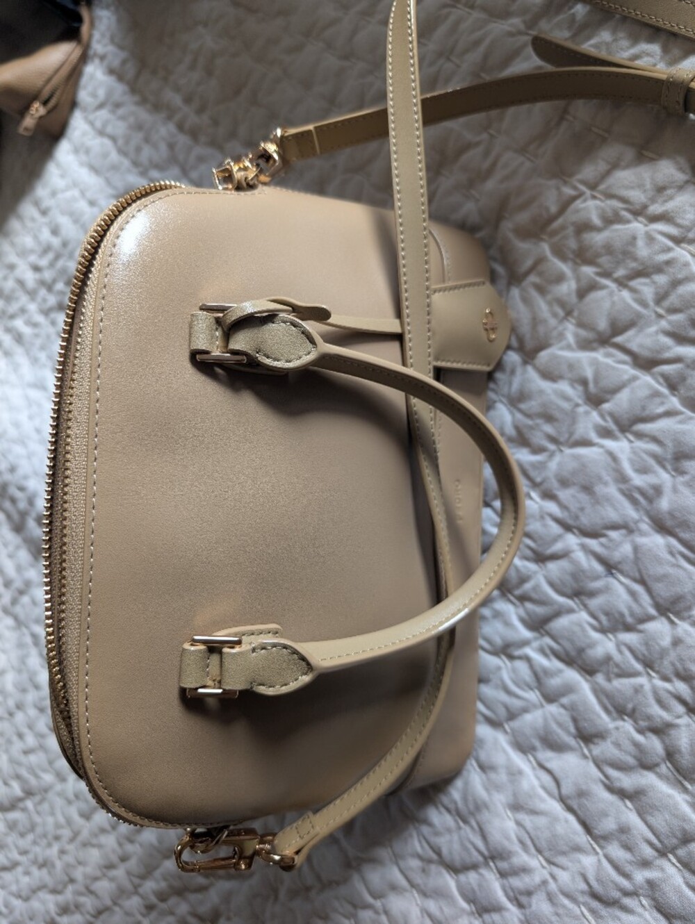 Pedro Beige Leather Dome Satchel - Picture 7 of 8